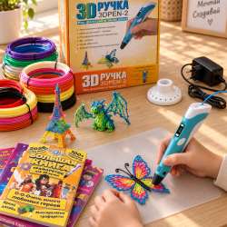 3D-ручка 3DPEN-2 с пластиком и трафаретами