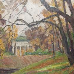 Пейзаж «Павловский парк осенью». Холст, масло. СССР, 1960-е в Санкт-Петербурге фото 5