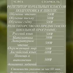 Репетитор начальных классов(1-4 классы)