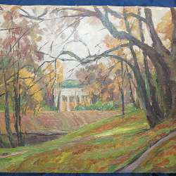 Пейзаж «Павловский парк осенью». Холст, масло. СССР, 1960-е в Санкт-Петербурге фото 6
