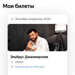 Билет на концерт Эльбруса Джанмирзоева ( танцпол)