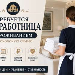 Требуется домработница с проживанием