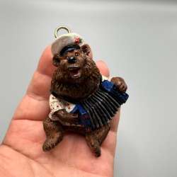Елочная игрушка. Мишка гармонист в Москве фото 5