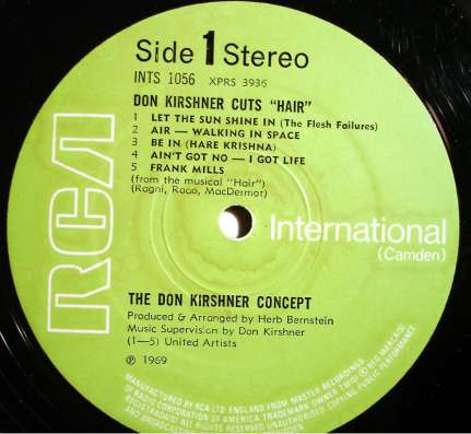 The Don Kirshner Concept ‎– Don Kirshner Cuts "Hair" в Санкт-Петербурге