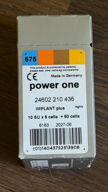 Батарейки power one implant p675 германия оригинал