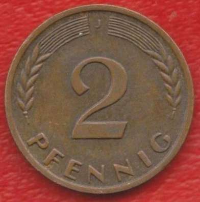 Германия ФРГ 2 пфеннига 1966 г. J Гамбург
