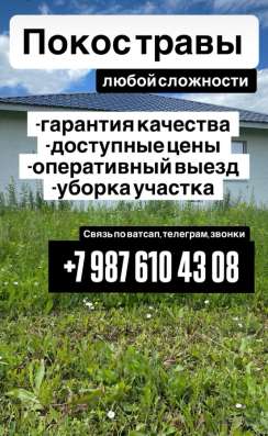 Покос травы, уборка участка, распил деревьев