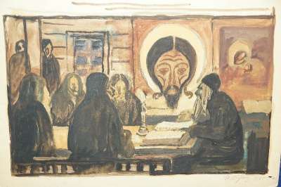 Бучкин П.Д., акварель «В монастыре».1916 в Санкт-Петербурге фото 7