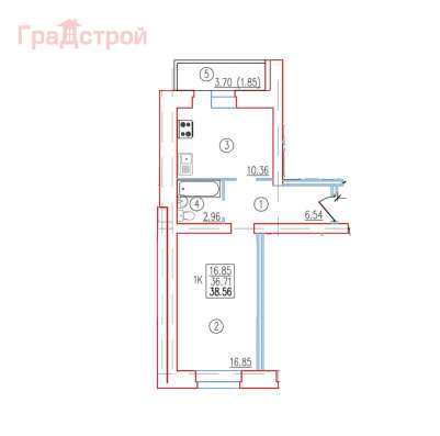 Продам однокомнатную квартиру в Вологда.Жилая площадь 38,56  кв.м.Этаж 6.Есть Балкон.