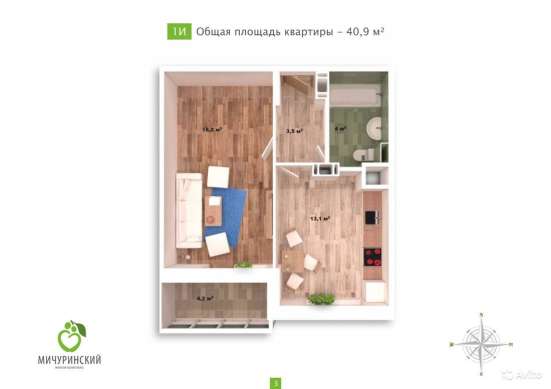 Продам однокомнатную квартиру в Тверь.Жилая площадь 40,90  кв.м.Этаж 3.Есть Балкон. в Твери фото 10