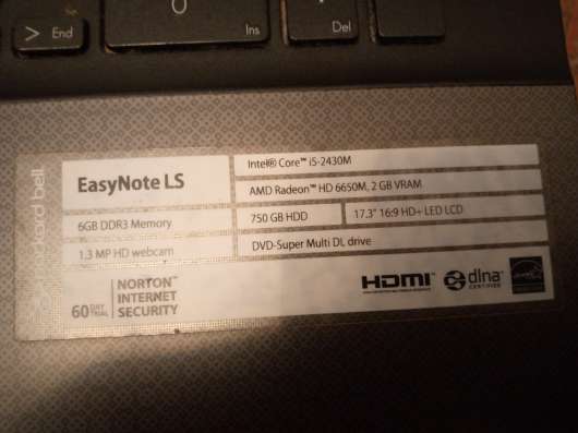 Ноутбук Packard Bell LS11HR-528RU 17'3 бу в Звенигороде фото 7