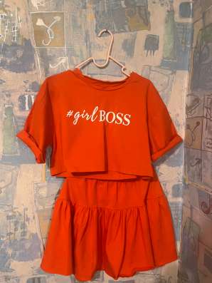 Юбка и топ для девочки с надписью #girlBoss