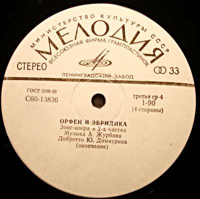 Орфей И Эвридика - А. Журбин, Ю. Димитрин в Санкт-Петербурге