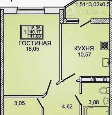Продам однокомнатную квартиру в Краснодар.Жилая площадь 41  кв.м.Этаж 18.Дом монолитный.