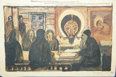 Бучкин П.Д., акварель «В монастыре».1916