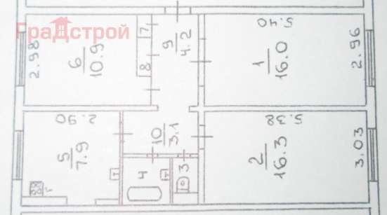 Продам трехкомнатную квартиру в Вологда.Жилая площадь 62,20  кв.м.Этаж 1.Дом панельный. в Вологде фото 9