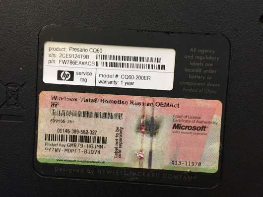 Продам ноутбук HP COMPAQ PRESARIO CQ60 в Москве фото 3