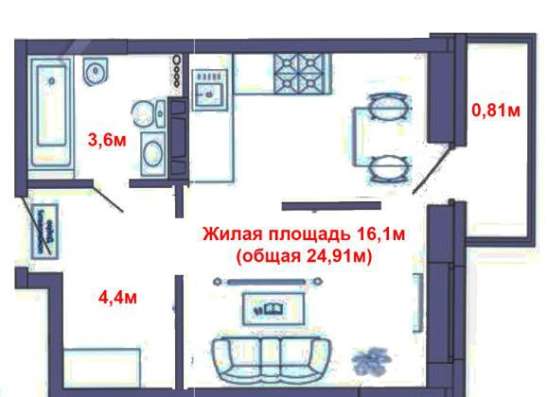 Продам однокомнатную квартиру в Краснодар.Жилая площадь 38  кв.м.Этаж 5.Дом монолитный.