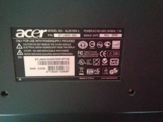 Монитор Acer 20 дюймов 1680х1050 75гц в Уфе фото 4