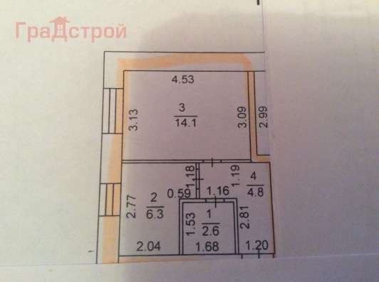 Продам однокомнатную квартиру в Вологда.Жилая площадь 28  кв.м.Этаж 1.Дом кирпичный. в Вологде фото 8