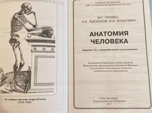 Учебник по анатомии. Привес М. Г в Никольском фото 4