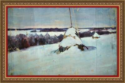 х/м 1954г. "Зимние стога". в Санкт-Петербурге
