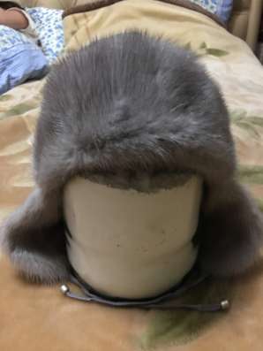 Шапка норковая голубая