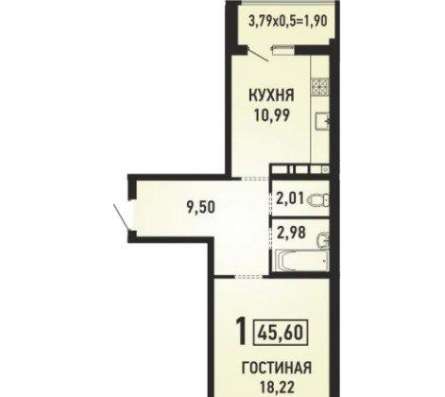 Продам однокомнатную квартиру в Краснодар.Жилая площадь 45,60  кв.м.Этаж 18.Дом кирпичный.