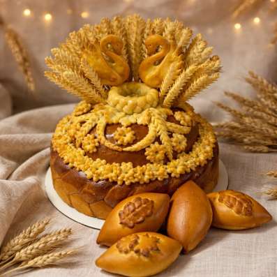 Свадебный каравай, пирожки, шишки