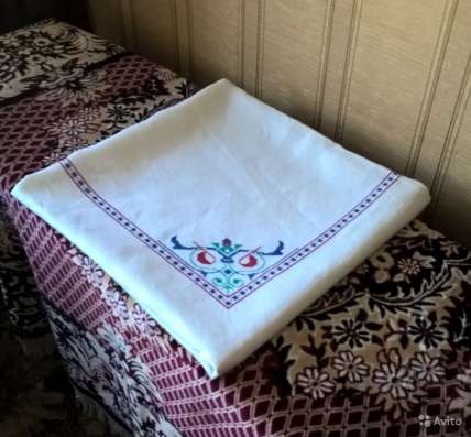 Скатерть лен СССР. Ручная вышивка в Новосибирске фото 4