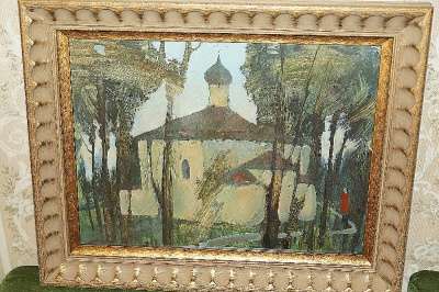 Картина «Псковский храм». СССР, 1950-е г в Санкт-Петербурге фото 4