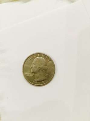 Продаю монету СШ LIBERTY QUARTER DOLLAR 1990 года, ПЕРЕ РТЫШ
