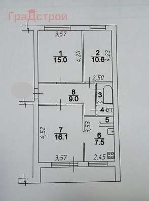 Продам трехкомнатную квартиру в Вологда.Жилая площадь 62,50  кв.м.Этаж 5.Дом панельный. в Вологде фото 6