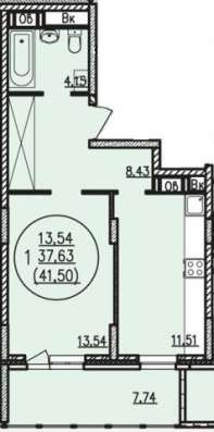 Продам однокомнатную квартиру в Раменское. Жилая площадь 41,50 кв.м. Этаж 12. Дом монолитный.