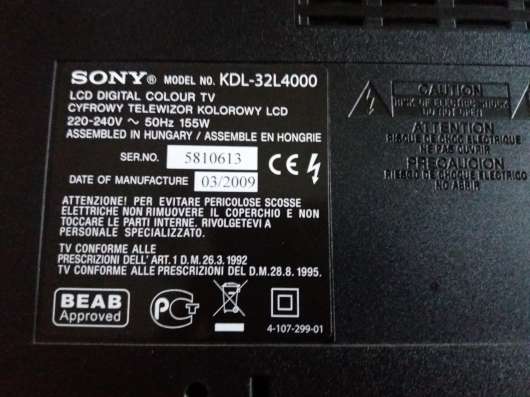 SONY KDL-32L4000 запчасти для ремонта