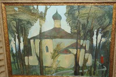 Картина «Псковский храм». СССР, 1950-е г в Санкт-Петербурге фото 5