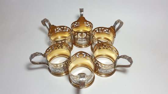 Серебряные подстаканники СССР. 875 проба. Вес 510 граммов в Москве фото 6