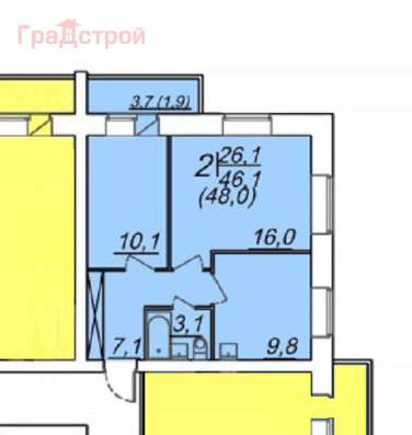 Продам двухкомнатную квартиру в Вологда.Жилая площадь 48  кв.м.Этаж 2.Есть Балкон. в Вологде фото 5
