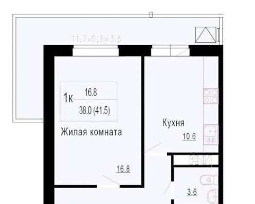 Продам однокомнатную квартиру в Краснодар.Жилая площадь 42  кв.м.Этаж 9.Дом монолитный.