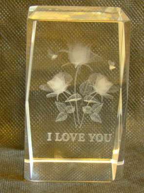 Сувенир цветок в стекле I LOVE YOU (S450)