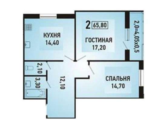 Продам двухкомнатную квартиру в Краснодар.Жилая площадь 66  кв.м.Этаж 21.Дом кирпичный. в Краснодаре