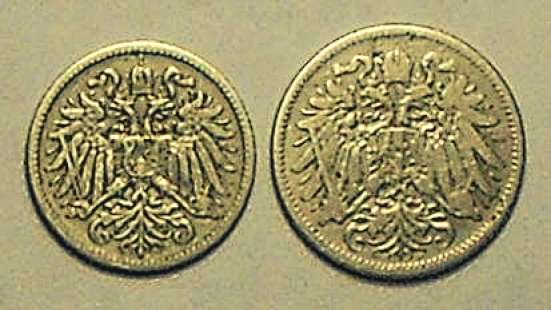 10 геллеров 1895г.; 20 геллеров 1894г. Австрия в Смоленске фото 3