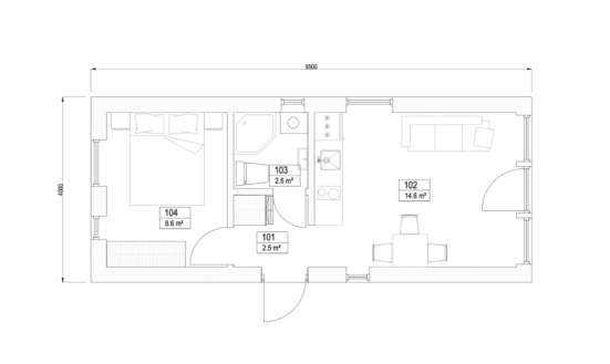Modulaire woning 38 m² met terras