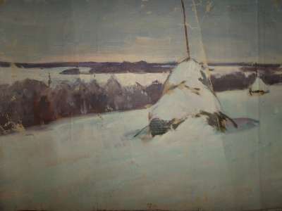 х/м 1954г. "Зимние стога".