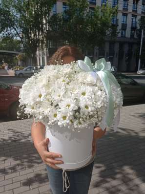 Ромашки в модной коробке/Доставка цветов