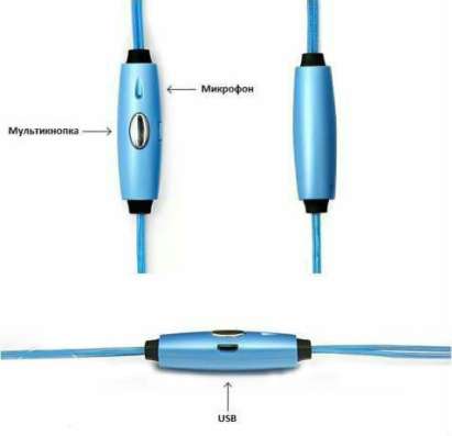 Наушники светящиеся EL Flowing light Earphone в Москве