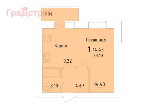 Продам однокомнатную квартиру в Вологда.Жилая площадь 33  кв.м.Этаж 11.Дом кирпичный. в Вологде