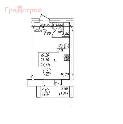 Продам однокомнатную квартиру в Вологда.Жилая площадь 23,45  кв.м.Дом кирпичный.Есть Балкон. в Вологде фото 3