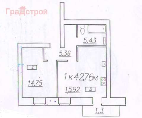 Продам однокомнатную квартиру в Вологда.Жилая площадь 40  кв.м.Этаж 1.Есть Балкон. в Вологде фото 3
