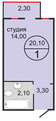Квартира-студия 20,1 кв. м
